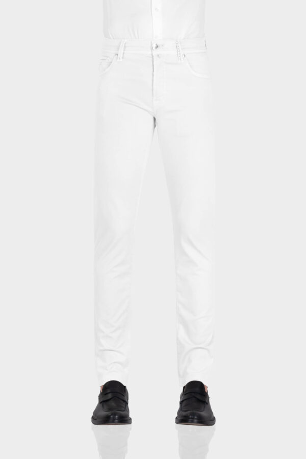 Sartoria Tramarossa PANTALONE LEONARDO BUTTONS REGULAR IN BULL DI COTONE WHITE