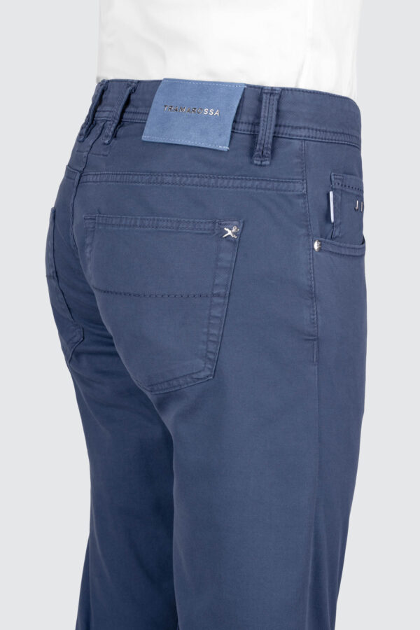Sartoria Tramarossa PANTALONE LEONARDO BUTTONS REGULAR IN GABARDINA LEGGERA DI COTONE STRETCH BLU MEDIO