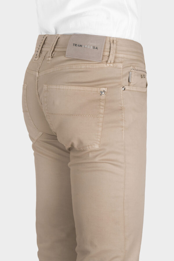 Sartoria Tramarossa PANTALONE LEONARDO BUTTONS REGULAR IN GABARDINA LEGGERA DI COTONE STRETCH BEIGE