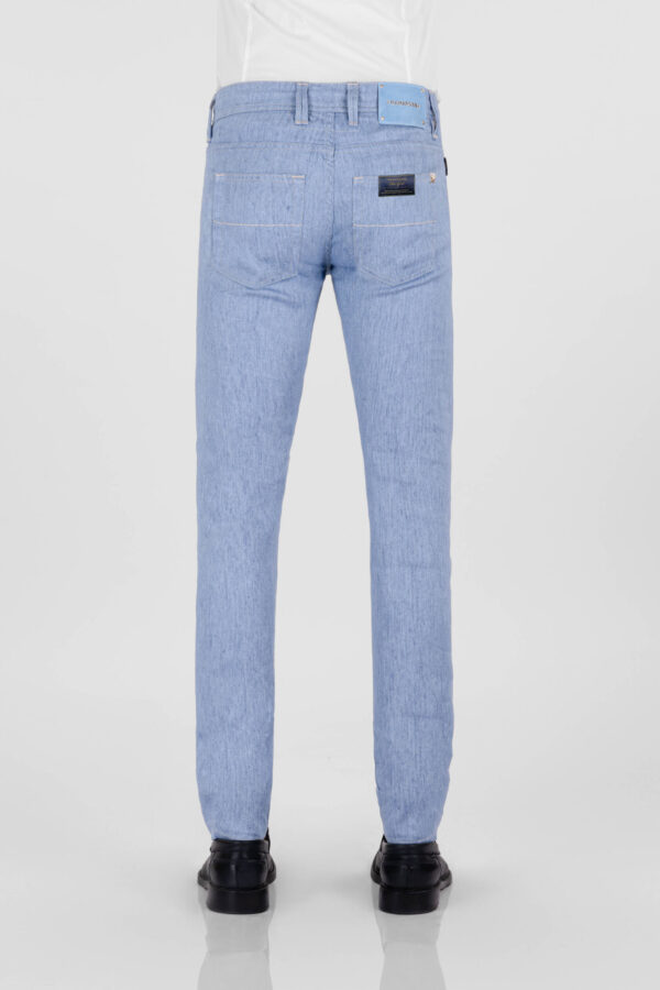 Sartoria Tramarossa PANTALONE LEONARDO BUTTONS REGULAR IN LINO BLU CHIARO