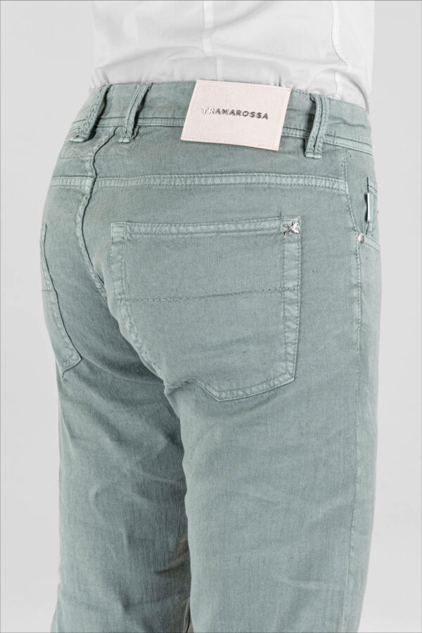 Sartoria Tramarossa PANTALONE LEONARDO BUTTONS REGULAR IN LINO VERDE