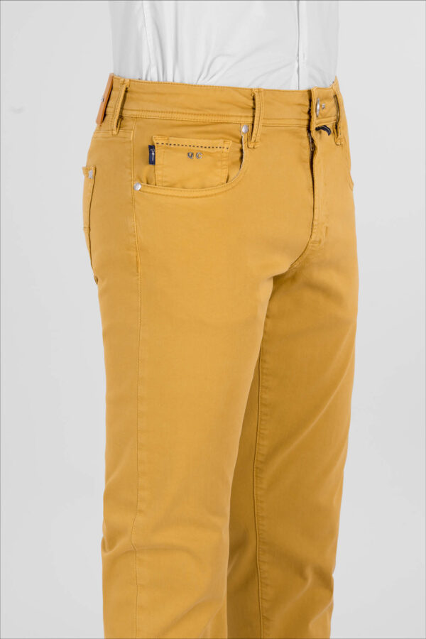 Sartoria Tramarossa PANTALONE LEONARDO ZIP SS SLIM IN GABARDINA DI COTONE STRETCH GIALLO
