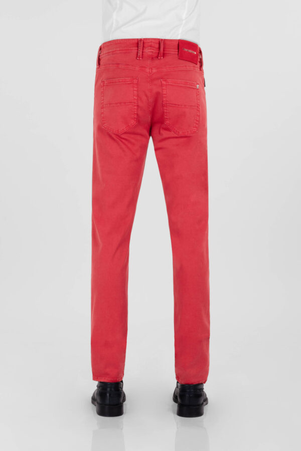 Sartoria Tramarossa PANTALONE LEONARDO ZIP SS SLIM IN GABARDINA DI COTONE STRETCH ROSSO