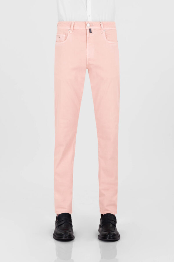 Sartoria Tramarossa PANTALONE LEONARDO ZIP SS SLIM IN GABARDINA DI COTONE STRETCH ROSA