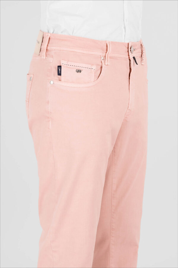 Sartoria Tramarossa PANTALONE LEONARDO ZIP SS SLIM IN GABARDINA DI COTONE STRETCH ROSA