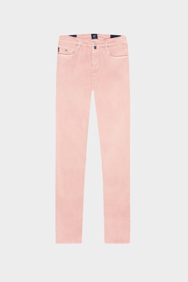 Sartoria Tramarossa PANTALONE LEONARDO ZIP SS SLIM IN GABARDINA DI COTONE STRETCH ROSA