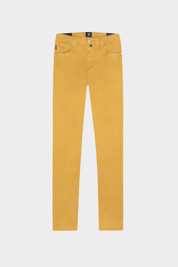 Sartoria Tramarossa PANTALONE LEONARDO ZIP SS SLIM IN GABARDINA DI COTONE STRETCH GIALLO