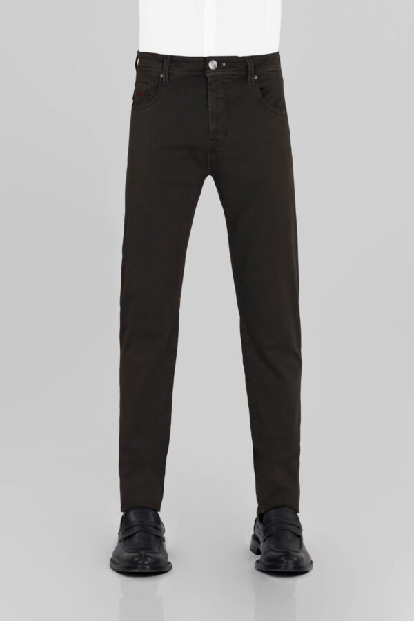 Sartoria Tramarossa PANTALONE LEONARDO ZIP SS SLIM IN GABARDINA LEGGERA STRETCH MARRONE