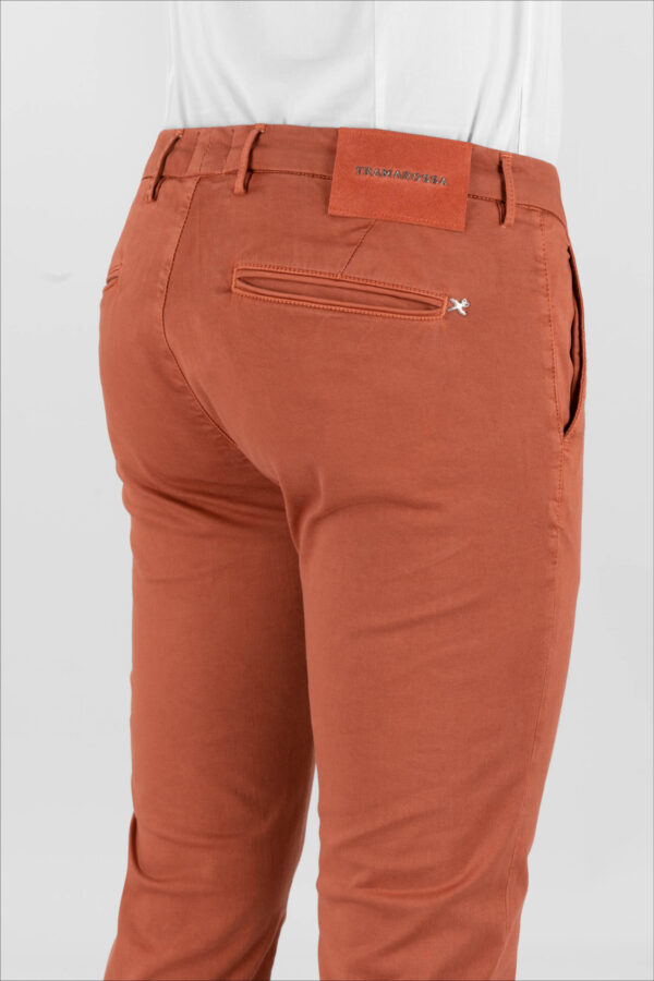 Sartoria Tramarossa PANTALONE LUIS SLIM IN GABARDINA LEGGERA DI COTONE STRETCH ARANCIONE