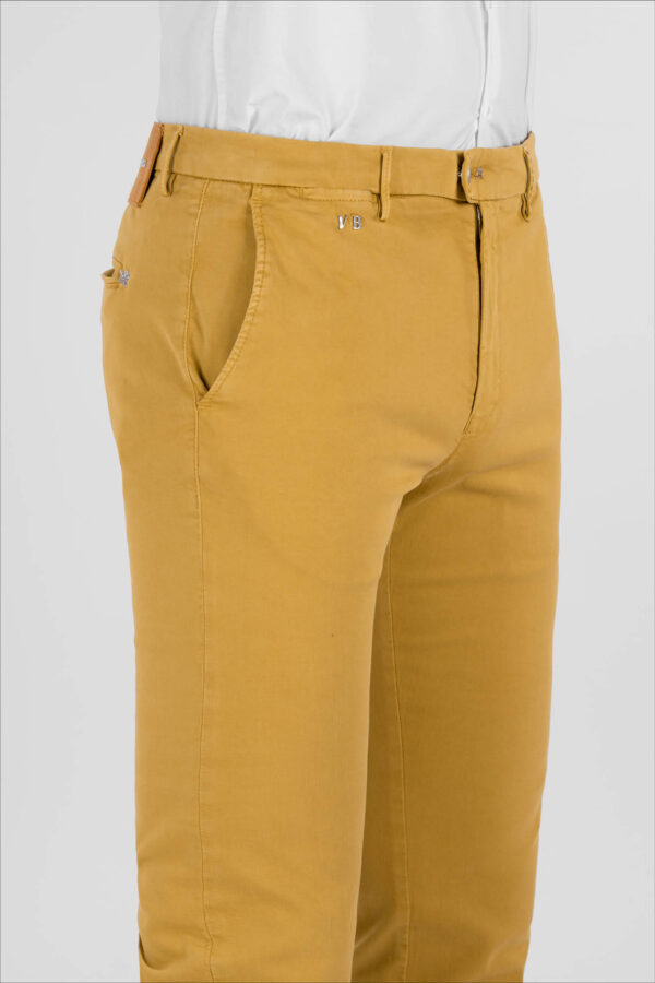 Sartoria Tramarossa PANTALONE LUIS SLIM IN GABARDINA LEGGERA DI COTONE STRETCH GIALLO