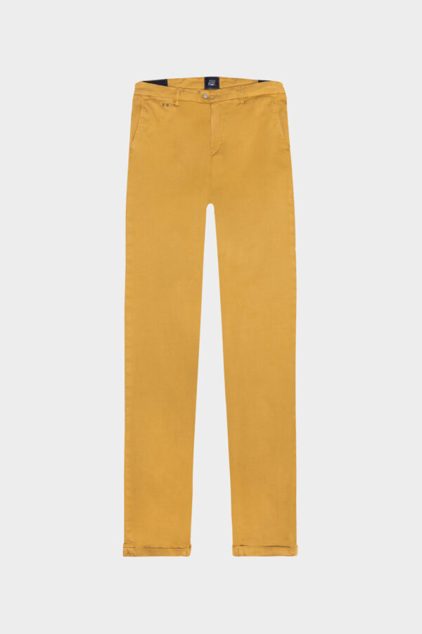 Sartoria Tramarossa PANTALONE LUIS SLIM IN GABARDINA LEGGERA DI COTONE STRETCH GIALLO