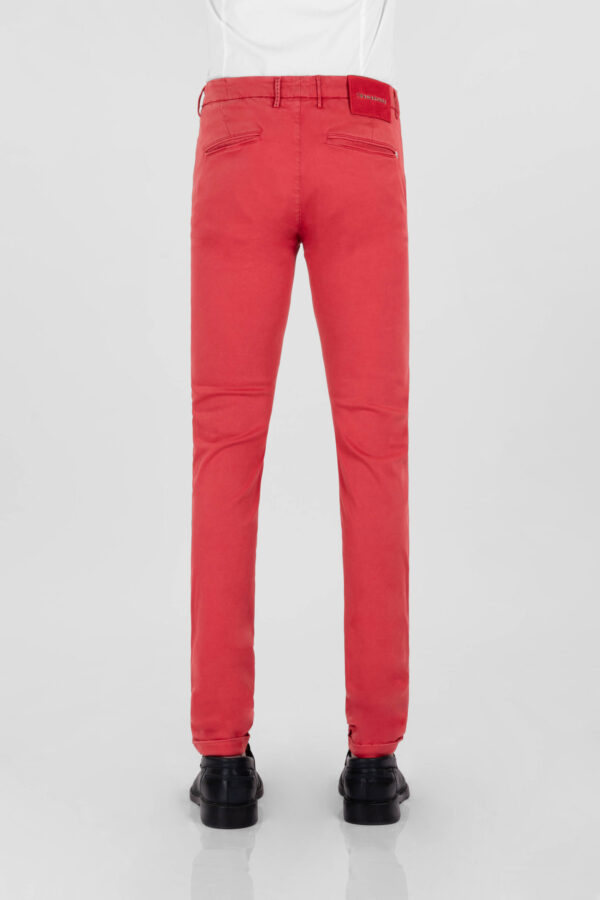 Sartoria Tramarossa PANTALONE LUIS SLIM IN GABARDINA LEGGERA DI COTONE STRETCH ROSSO