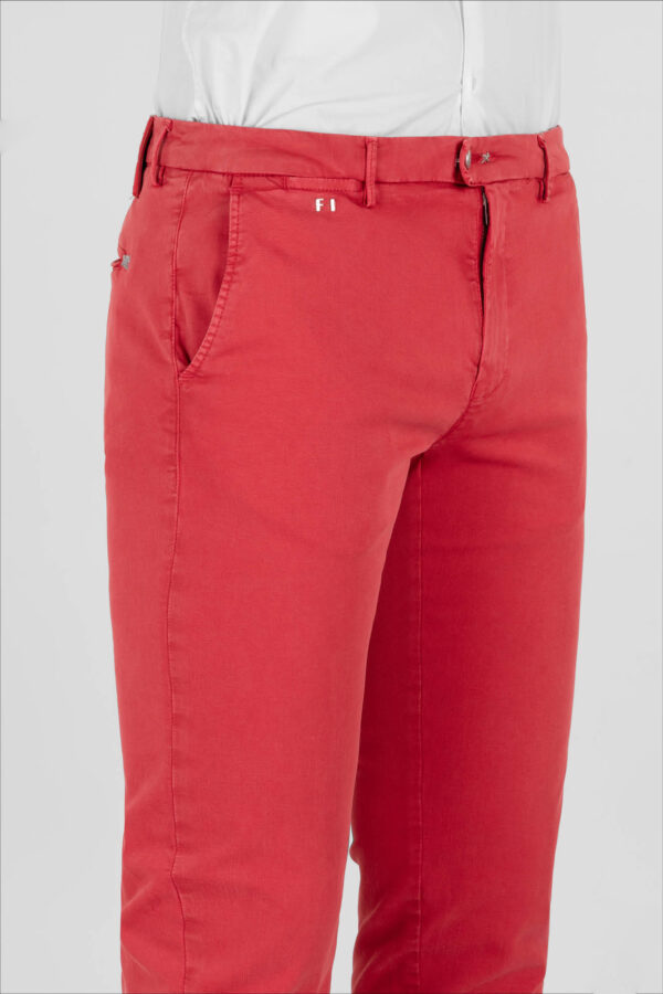 Sartoria Tramarossa PANTALONE LUIS SLIM IN GABARDINA LEGGERA DI COTONE STRETCH ROSSO