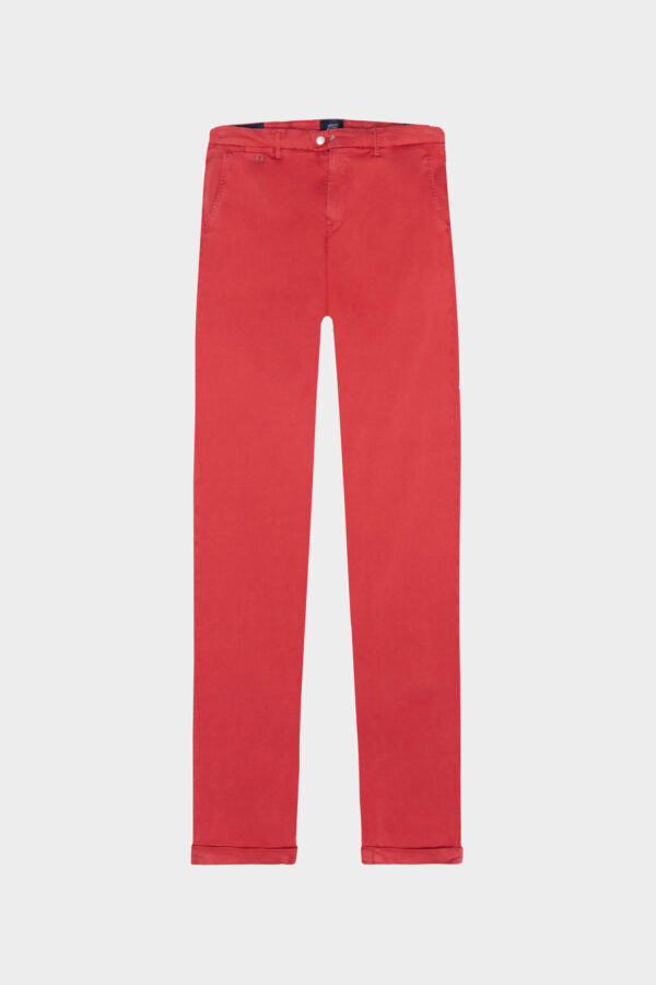 Sartoria Tramarossa PANTALONE LUIS SLIM IN GABARDINA LEGGERA DI COTONE STRETCH ROSSO