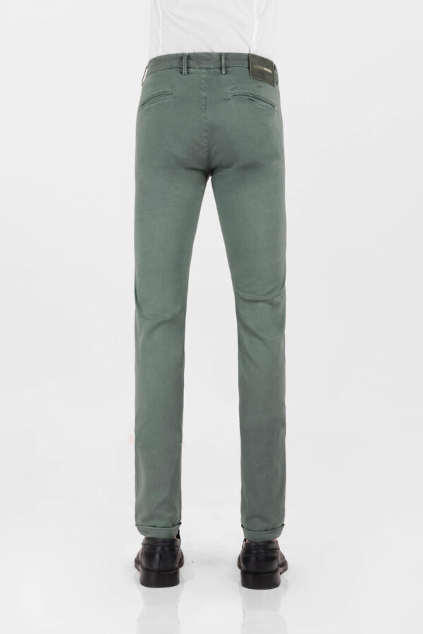 Sartoria Tramarossa PANTALONE LUIS SLIM IN GABARDINA LEGGERA DI COTONE STRETCH VERDE