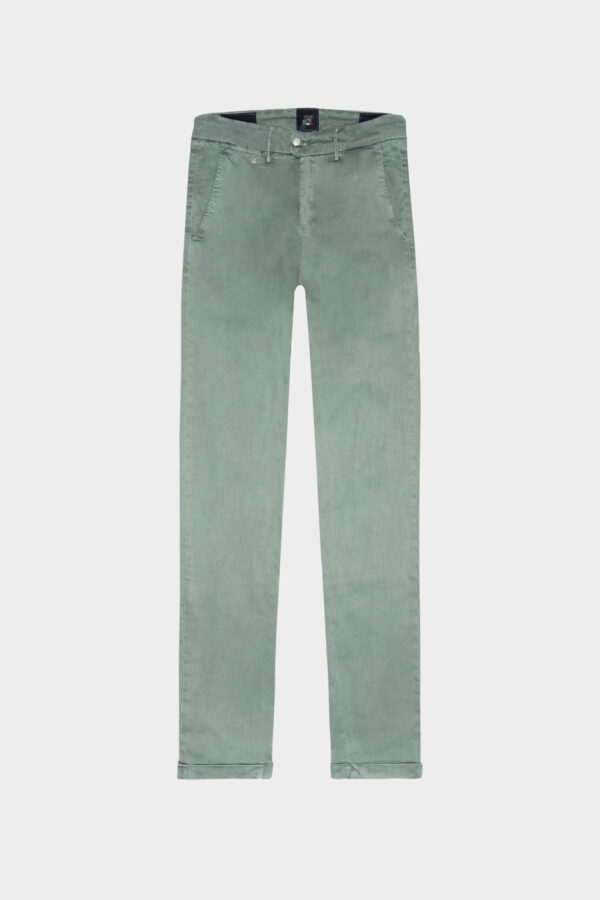 Sartoria Tramarossa PANTALONE LUIS SLIM IN GABARDINA LEGGERA DI COTONE STRETCH VERDE