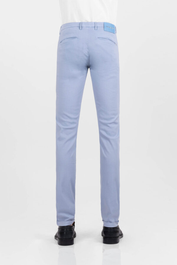 Sartoria Tramarossa PANTALONE LUIS SLIM IN GABARDINA LEGGERA DI COTONE CON STAMPA ESTERNA STRETCH BLU CHIARO