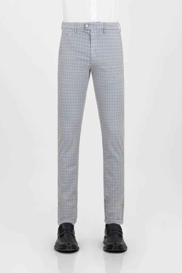 Sartoria Tramarossa PANTALONE LUIS SLIM IN GABARDINA LEGGERA DI COTONE CON STAMPA ESTERNA STRETCH GRIGIO