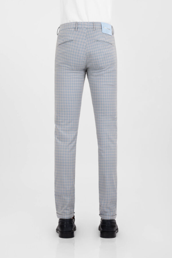Sartoria Tramarossa PANTALONE LUIS SLIM IN GABARDINA LEGGERA DI COTONE CON STAMPA ESTERNA STRETCH GRIGIO