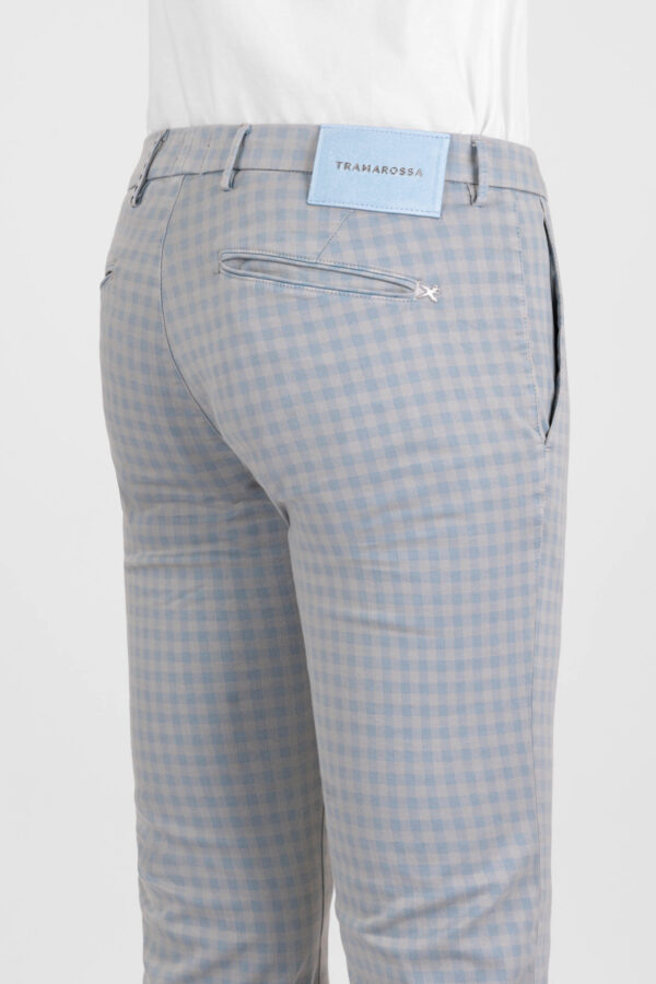 Sartoria Tramarossa PANTALONE LUIS SLIM IN GABARDINA LEGGERA DI COTONE CON STAMPA ESTERNA STRETCH GRIGIO