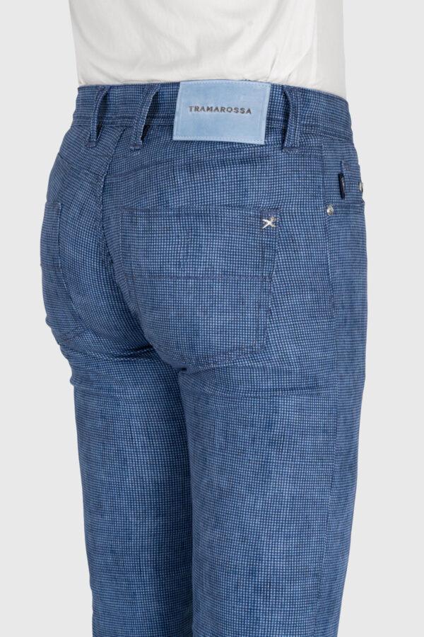 Sartoria Tramarossa PANTALONE MICHELANGELO ZIP REGULAR IN DENIM STAMPATO BLU MEDIO