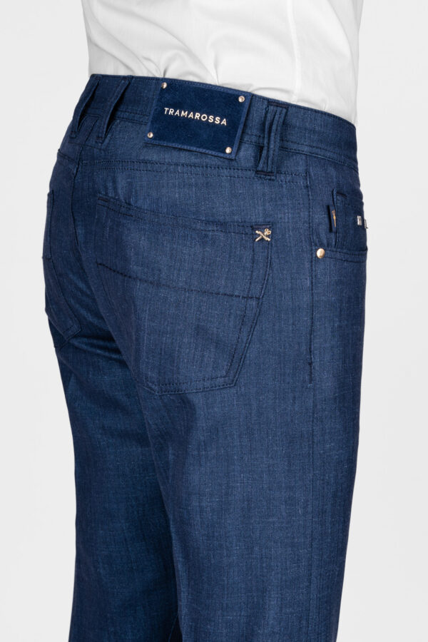 Sartoria Tramarossa PANTALONE MICHELANGELO ZIP REGULAR IN LANA LORO PIANA BLU MEDIO