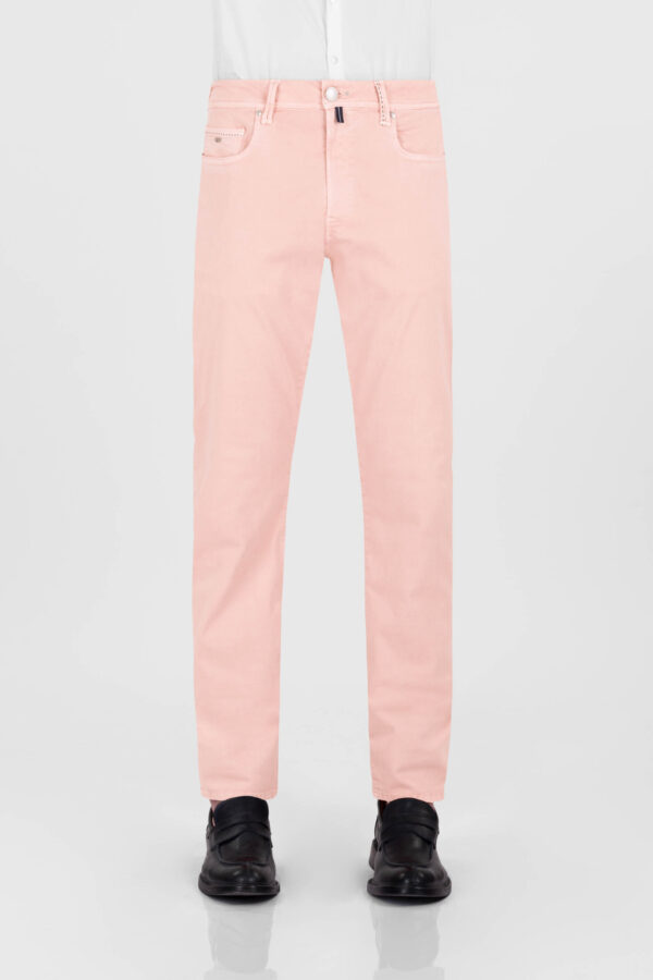 Sartoria Tramarossa PANTALONE MICHELANGELO ZIP SS REGULAR IN GABARDINA DI COTONE STRETCH ROSA