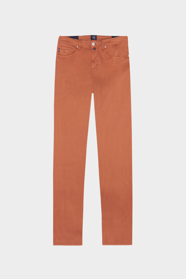 Sartoria Tramarossa PANTALONE MICHELANGELO ZIP SS REGULAR IN GABARDINA DI COTONE STRETCH ARANCIONE