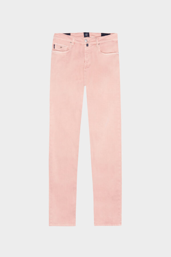 Sartoria Tramarossa PANTALONE MICHELANGELO ZIP SS REGULAR IN GABARDINA DI COTONE STRETCH ROSA