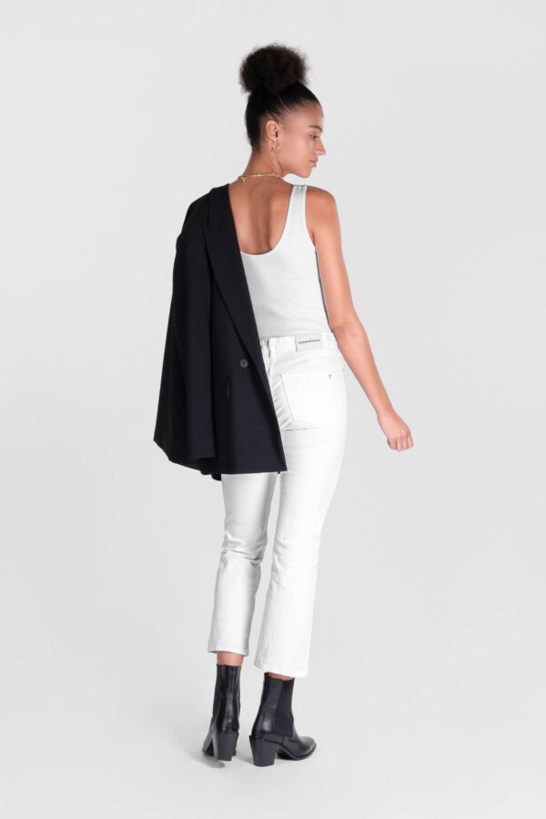 Sartoria Tramarossa PANTALONE MONICA FLARE CUT FLARE IN BULL DI COTONE BIANCO