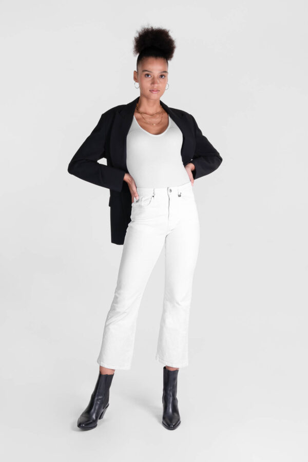 Sartoria Tramarossa PANTALONE MONICA FLARE CUT FLARE IN BULL DI COTONE BIANCO
