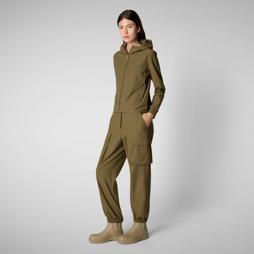 Save The Duck FELPA CON CAPPUCCIO DONNA PEAR VERDE MUSCHIO