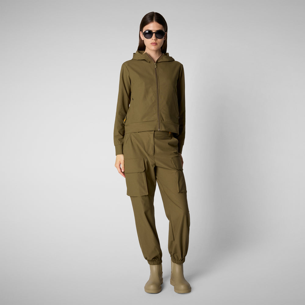 Save The Duck FELPA CON CAPPUCCIO DONNA PEAR VERDE MUSCHIO