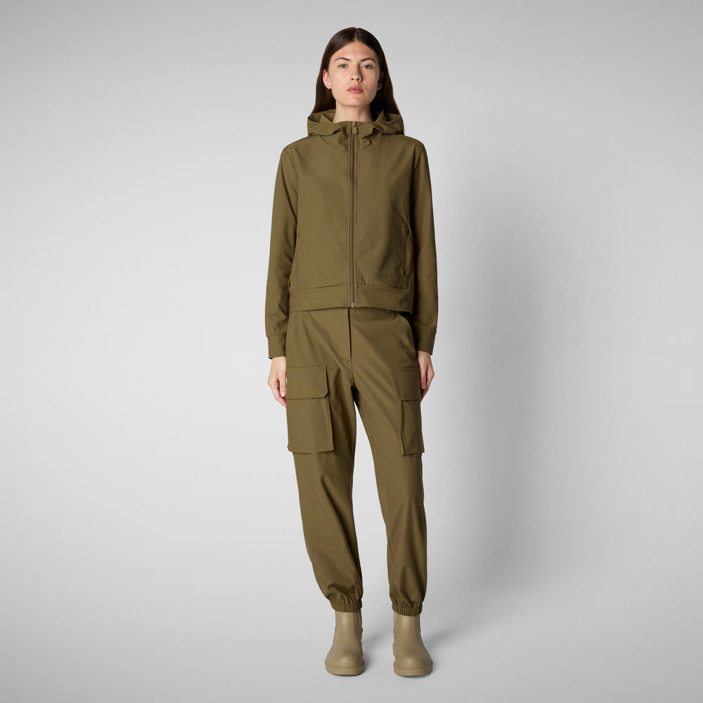 Save the duck FELPA CON CAPPUCCIO DONNA PEAR VERDE MUSCHIO