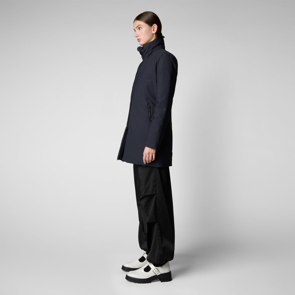 Save The Duck Giacca DONNA CON CAPPUCCIO LILA BLU NERO