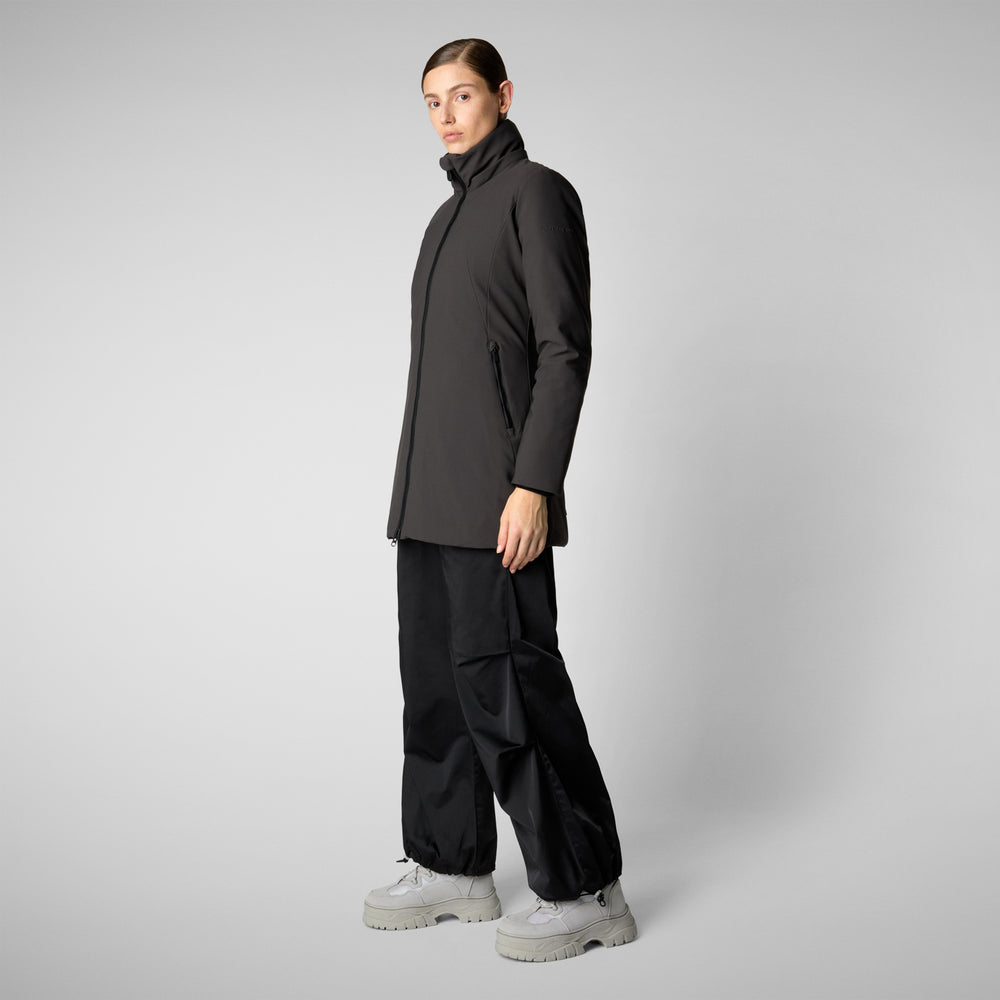 Save The Duck Giacca DONNA CON CAPPUCCIO LILA BROWN NERO