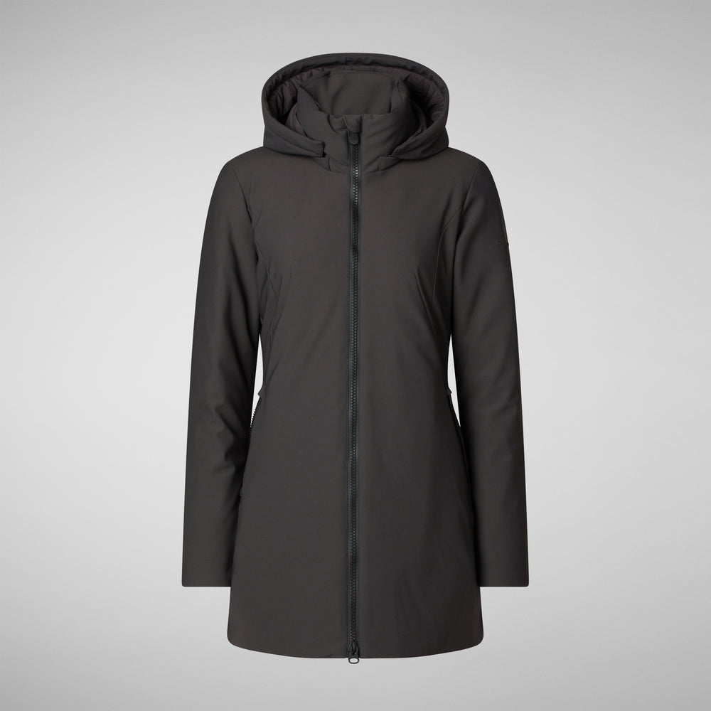 Save The Duck Giacca DONNA CON CAPPUCCIO LILA BROWN NERO