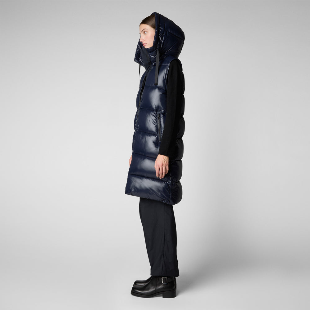 Save The Duck GILET CON CAPPUCCIO DONNA IRIA BLU NERO