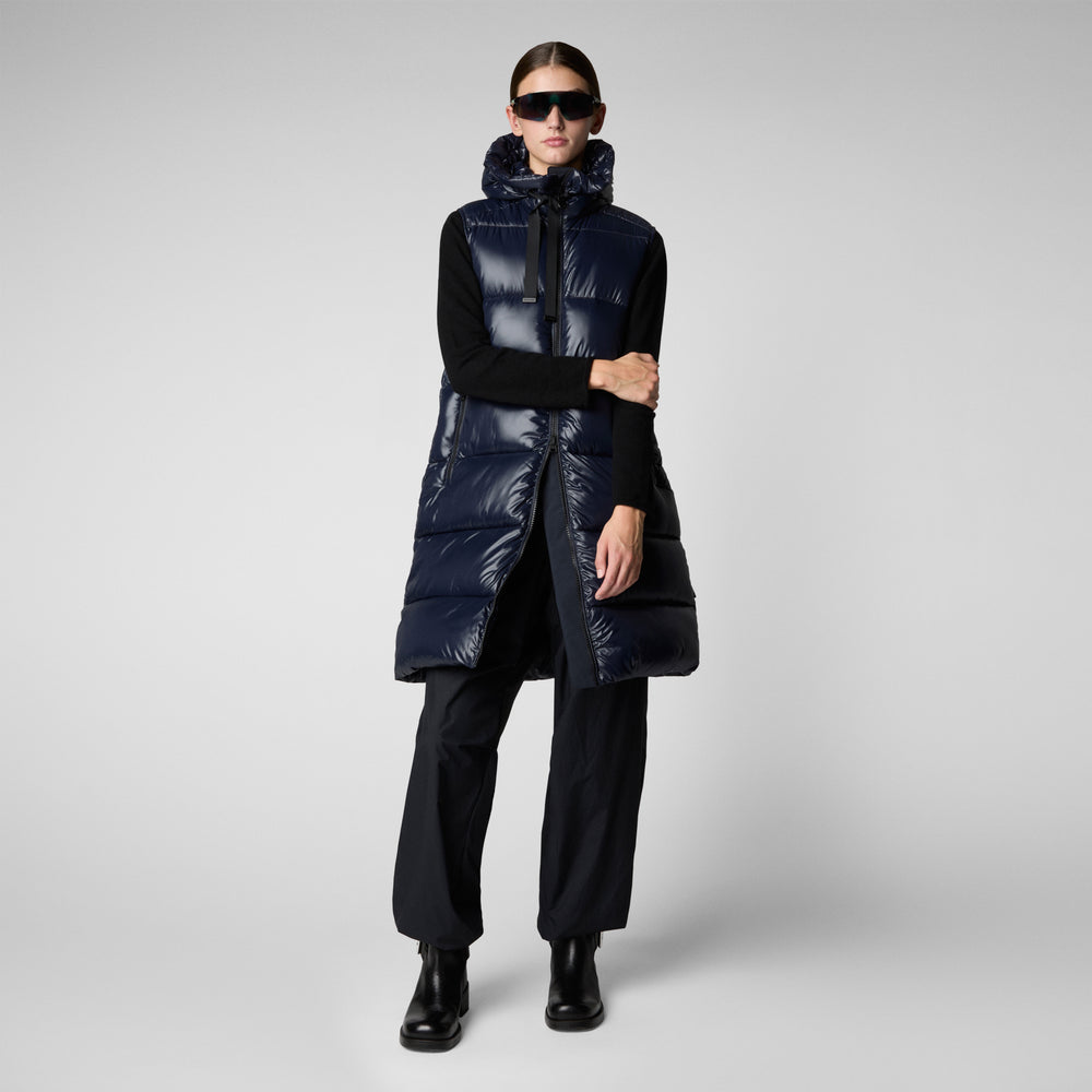Save The Duck GILET CON CAPPUCCIO DONNA IRIA BLU NERO