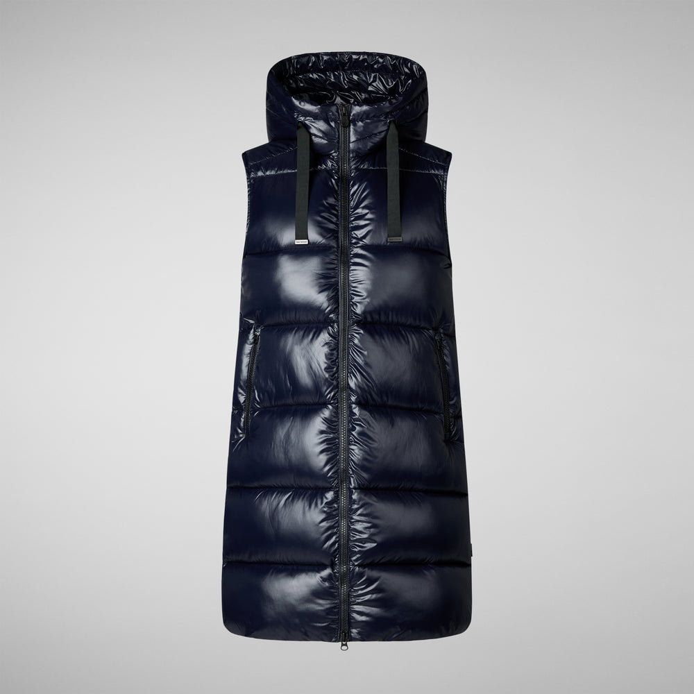 Save The Duck GILET CON CAPPUCCIO DONNA IRIA BLU NERO