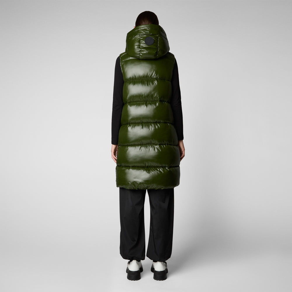 Save The Duck GILET CON CAPPUCCIO DONNA IRIA VERDE BOSCO