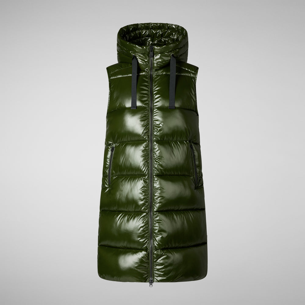Save The Duck GILET CON CAPPUCCIO DONNA IRIA VERDE BOSCO