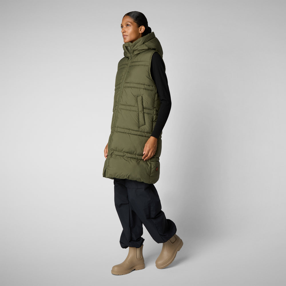 Save The Duck GILET CON CAPPUCCIO DONNA JUDEE SHERWOOD GREEN