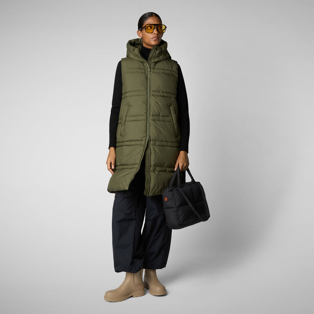 Save The Duck GILET CON CAPPUCCIO DONNA JUDEE SHERWOOD GREEN