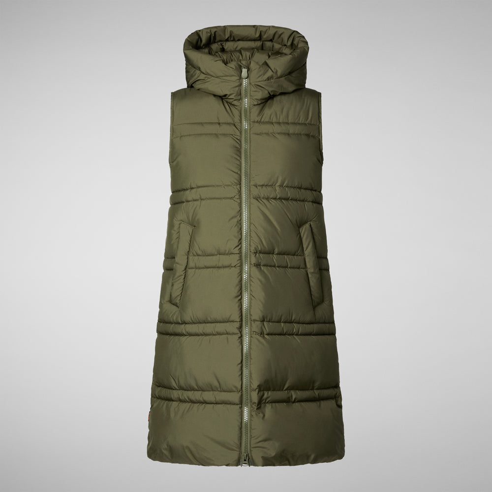 Save The Duck GILET CON CAPPUCCIO DONNA JUDEE SHERWOOD GREEN