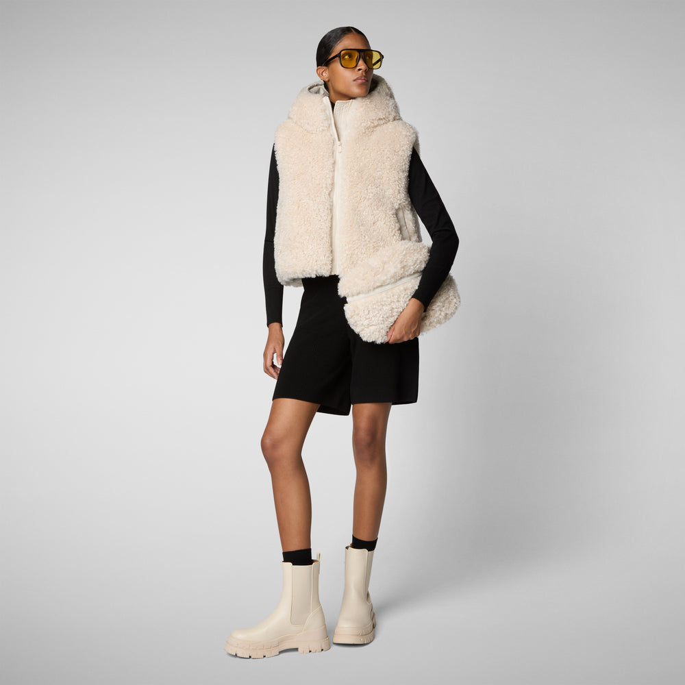 Save The Duck GILET CON CAPPUCCIO DONNA KLARA BEIGE