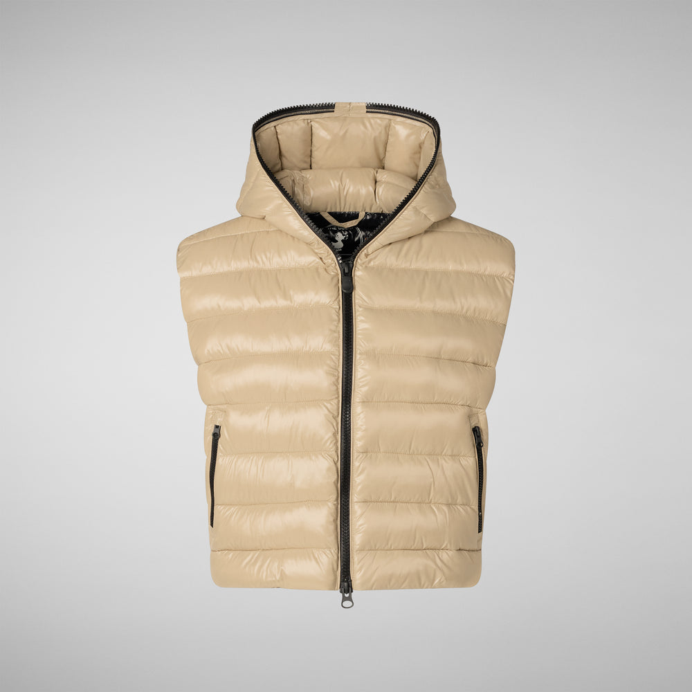 Save The Duck GILET CON CAPPUCCIO DONNA ROMINA BEIGE
