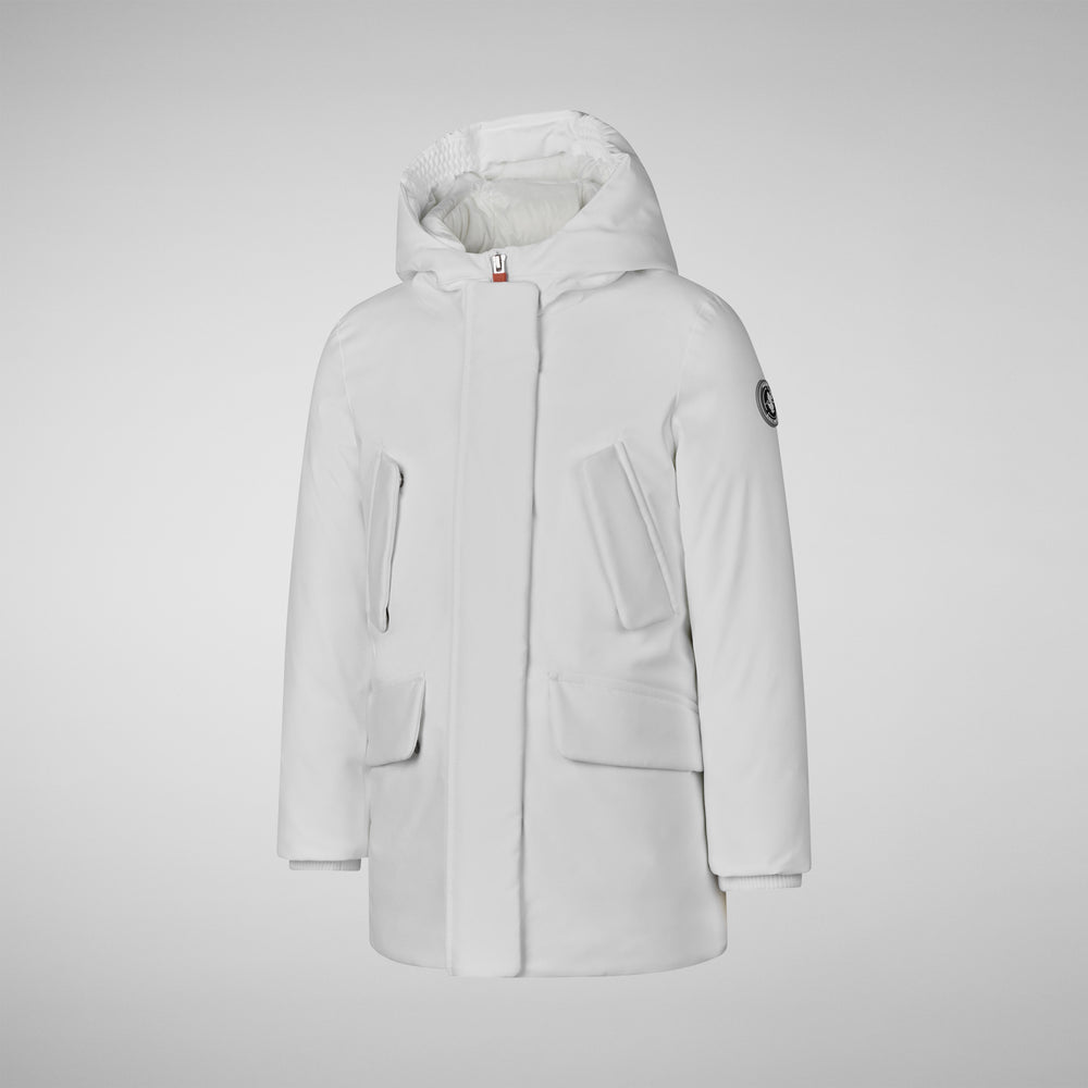 Save The Duck PARKA CON CAPPUCCIO BAMBINA ALLY WHITE