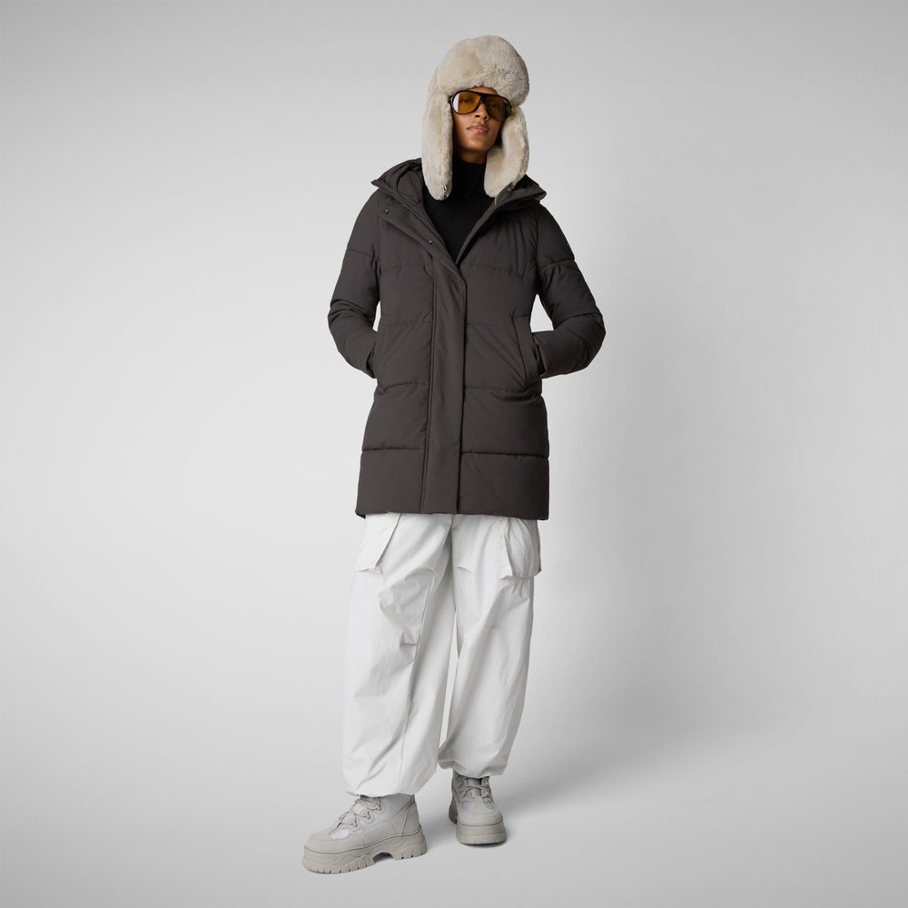 Save The Duck PARKA DONNA CON CAPPUCCIO BETHANY BROWN NERO