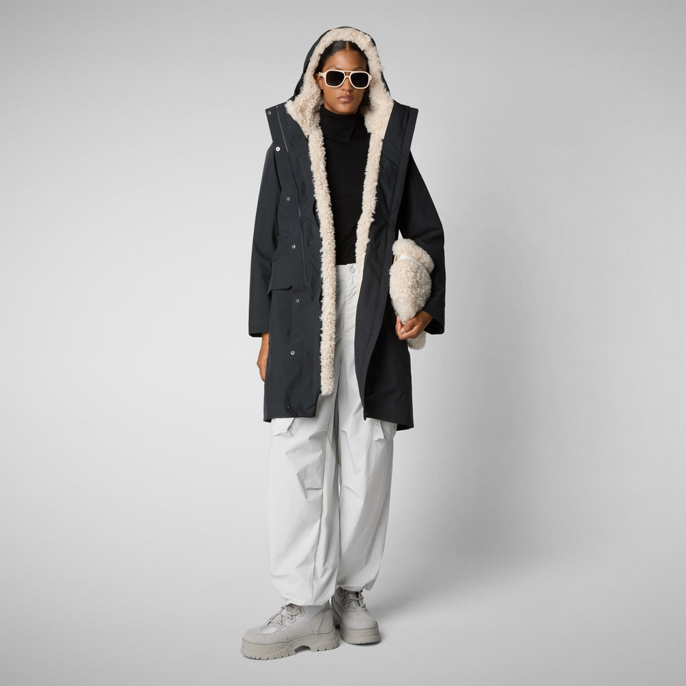 Save The Duck PARKA DONNA CON CAPPUCCIO NOELLE BLU NERO